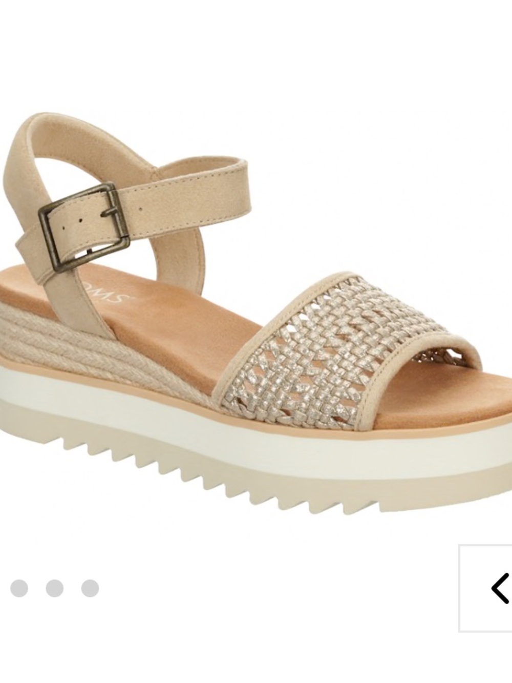 Size 9 Beand newToms Beige Woven Platform Sandal - Picture 2 of 2